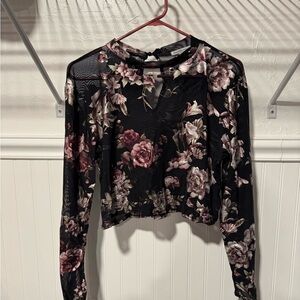 Floral Mesh Long Sleeve Top